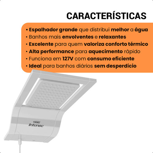 Ducha Ampla Chuveiro Banho Intense 5400w 127v Fame Branca