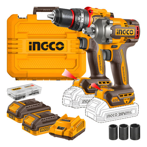 Kit Chave De Impacto 1/2 Parafusadeira Imp Ckli20275-9 Ingco - Amarelo