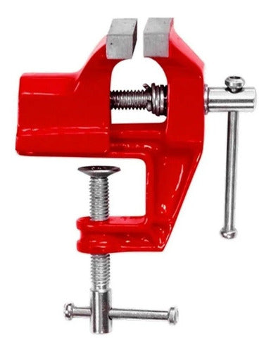 mini torno morsa de bancada base fixa 40mm bestfer vermelho