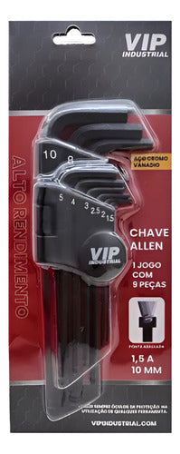 jogo chave allen abaulada 9 peças aço cromo vanadio
