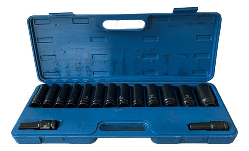 jogo soquete impacto 1/2  sextavado 10-27mm kit 15pçs bremen