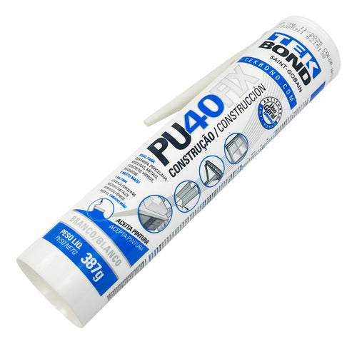 Cola Silicone Adesivo Pu40fix Branco Cartucho 387g Tekbond