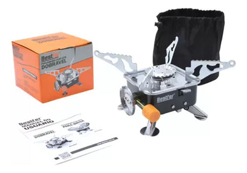 Fogareiro Portatil Dobravel Para Camping E Viagem Bestfer Gá