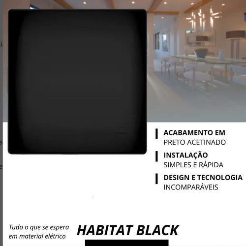 placa cega espelho com suporte 4x4 black preto fosco fame