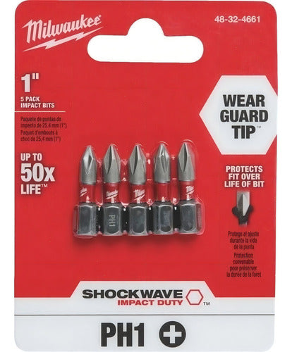 Bits Shockwave Phillips Ph1 5 Unidades Milwaukee 48324661