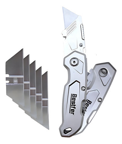 estilete dobravel 6 pol 5 laminas extra bestfer profissional