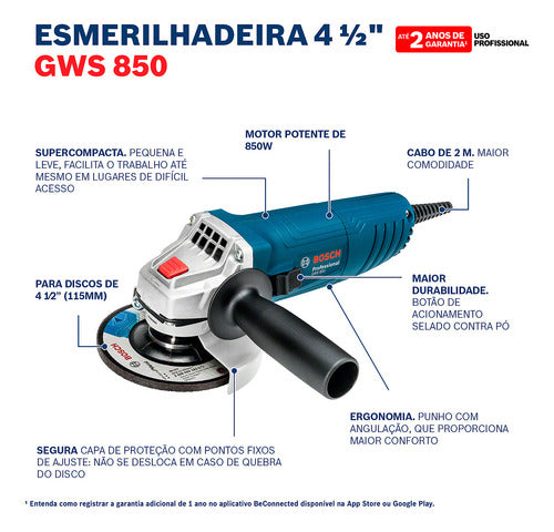 Combo Bosch Furadeira Gsb 13re + Esmerilhadeira Gws 850 220v