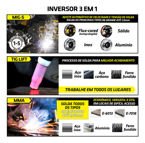 Maquina Solda Inversora Mig Gás Flex 160a Super Tork 5kg Amarelo