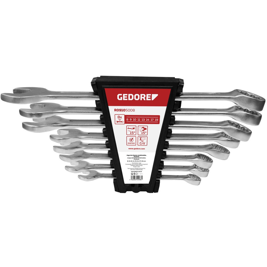 jogo chave combinada 8 - 19mm 8 pcs gedore red