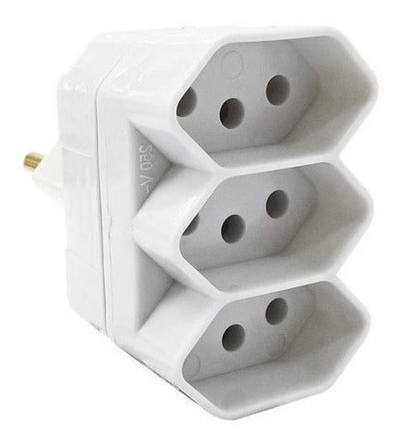 plugue 2p+t 3 saídas 20a/250v sobrepor fame branca