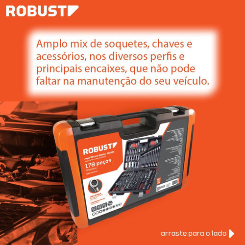 maleta jogo ferramentas completa gedore robust 178 peças preto e laranja