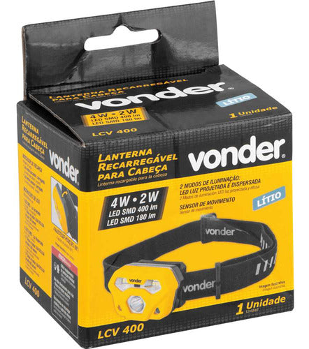 lanterna de led para cabeça recarregável - lcv 400 vonder