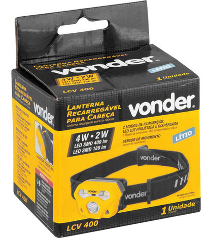 Lanterna De Led Para Cabeça Recarregável - Lcv 400 Vonder