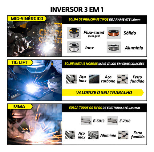 máquina de solda mig mma 250a super tork touch 250s-max 220v preto