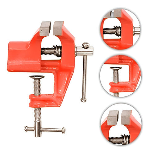 Mini Torno Morsa De Bancada Base Fixa 40mm Bestfer Vermelho