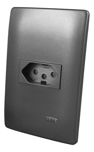 tomada 2p+t 20a horizontal 4x2 habitat onix fame cinza