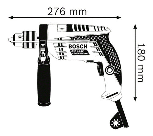 furadeira martelete parafusadeira elétrica de 13mm bosch gsb 13 re 750w + accesorios com caixa de papelão 220v - 230v