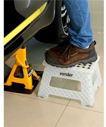 banqueta plástico dobrável verde 22cm vonder antiderrapante verde