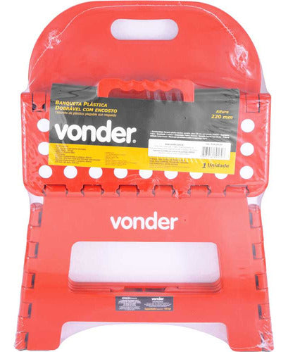 banqueta plástica dobrável vermelha 220 mm encosto vonder