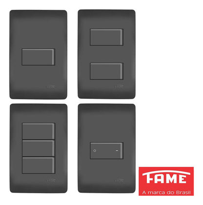 Interruptor Simples 10a Tomada 2p+t 20a Habitat Black Fame