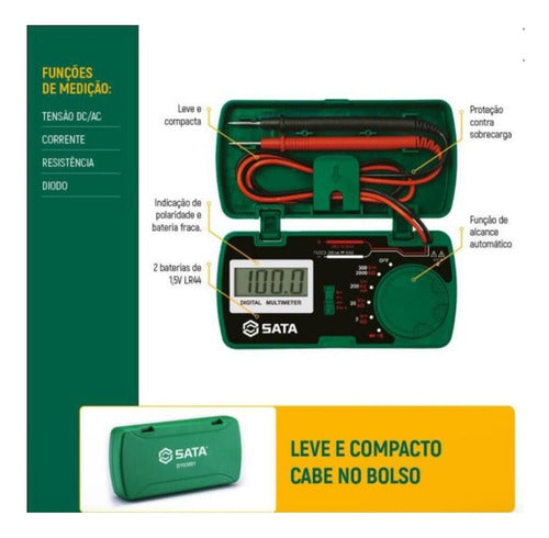 multímetro digital de bolso stdy03001 - sata
