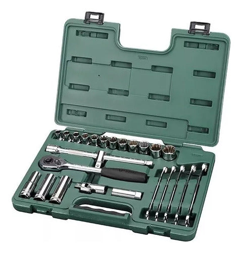 jogo chaves e soquetes estriado 1/2 pol 25pcs st09506sj sata