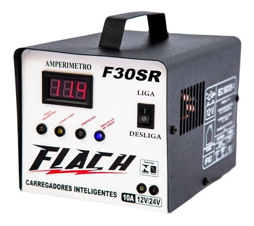 carregador de bateria automático 12v  24v flach f30 sr