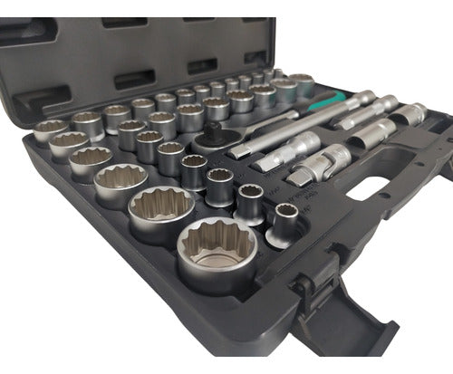 Jogo Kit De Soquetes Chave Catraca Encaixe 1/2 Pol Com 39 Pe