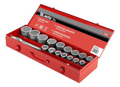 Jogo De Soquete Estriado 3/4pol. 19-50mm 20pcs Maleta Mtx