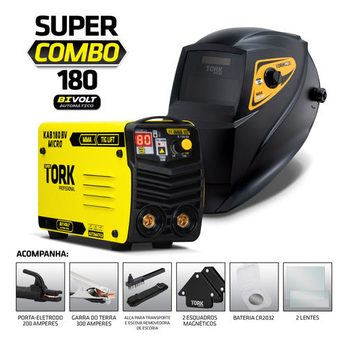 Inversora Solda Kab 180 Mma Tig Mascara Automatica Bivolt Amarelo/preto