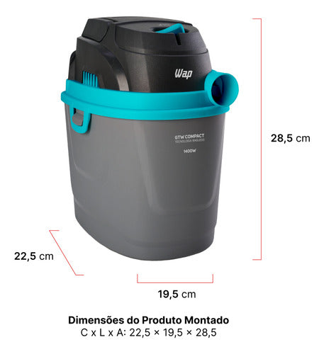 Aspirador De Pó E Líquido Portátil Wap Gtw Compact 1400w