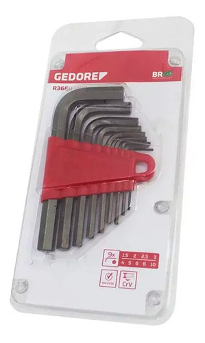 Jogo Chave Hexagonal L Allen 1,5 A 10 Mm C/ 9pçs Gedore Red