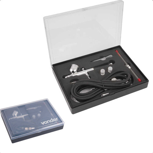 aerógrafo com acessórios 13 pcs vonder 6220013000 prateado