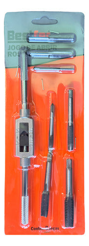 Kit 8 Peças Jogo Macho Abrir Fazer Rosca Aço Carbono Bestfer Prateado