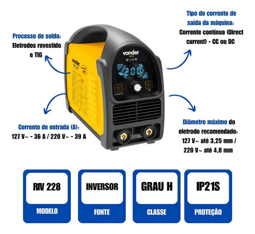 aparelho de solda inversor digital riv 228 vonder