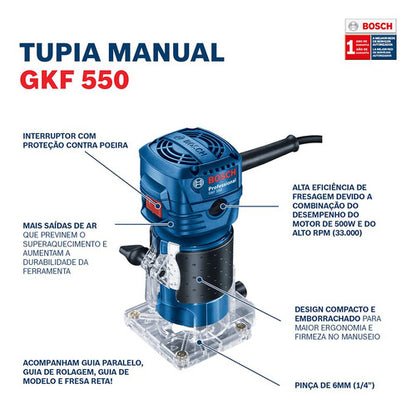 Tupia 6 Mm Para Laminado 550w Gkf 550 Bosch