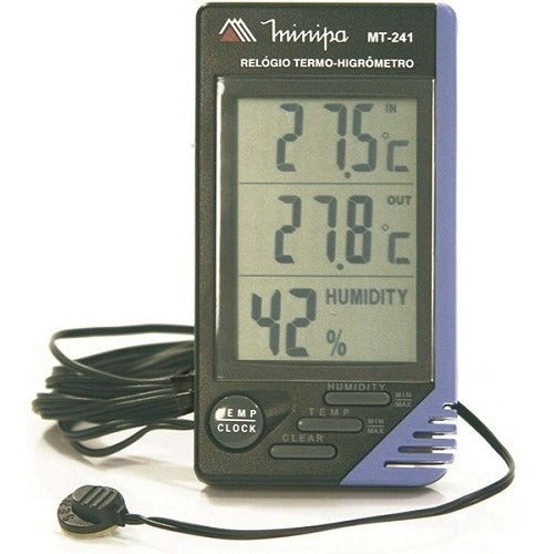 Relógio Termo-higrômetro Interno E Externo Mt-241 Minipa