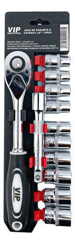 Jogo Soquete Sextavado Catraca Extensor 1/2 Crv 12 Peças