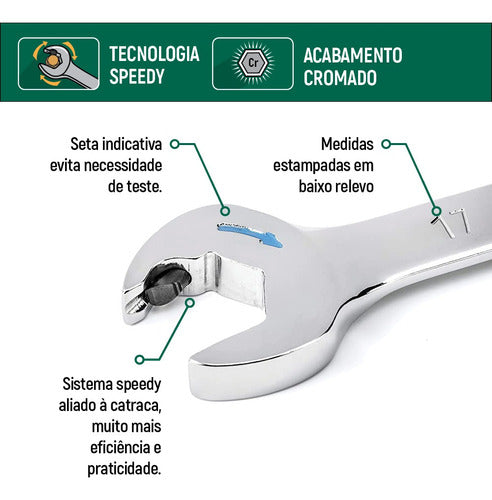 Chave Combinada Speedy Com Catraca 10mm Sata Cromo Vanádio