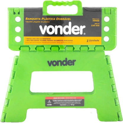 Banqueta Plástico Dobrável Verde 22cm Vonder Antiderrapante Verde