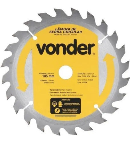 lâmina de serra circular 24 dentes metal duro 185mm vonder