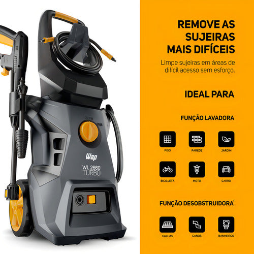Lavadora De Alta Pressão Wap Wl 2660 Turbo 1800w 220v Cinza E Amarelo 220v 60 Hz