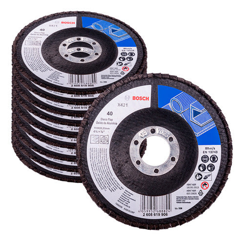 disco flap bosch x421 óxido de aluminio 115mm g140 10un