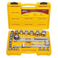 MALETA SOQUETE ESTRIADOS E ACESSORIOS ENCAIXE 1/2 EM ACO CROMO 22PCS TRAMONTINA