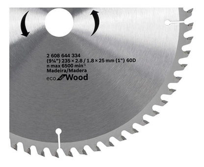 Disco De Serra Circular Eco Bosch 235mm 60 Dentes