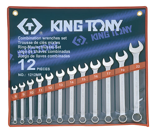 jogo de chave combinada 8 a 22mm 12 peças king tony 1212mr p prateado