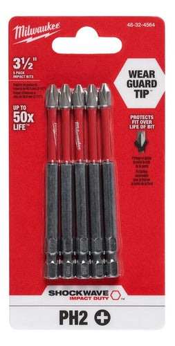 bit philips ph2 x 89mm c/ 5pç - 48-32-4564 - milwaukee