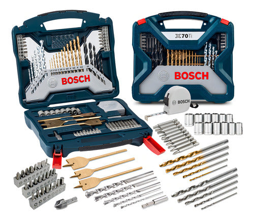 kit de pontas e brocas em titânio bosch x-line 70 peças