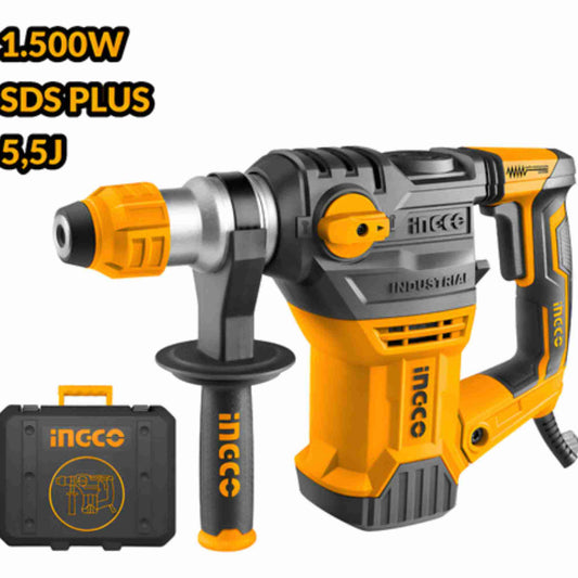 Martelete Perfurador Rompedor Sds 1500w 50hz/60hz Ingco 5.5j - Amarelo - 60 Mhz