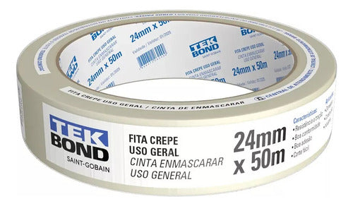 Fita Crepe Uso Geral Adesiva 24mmx50m Tekbond